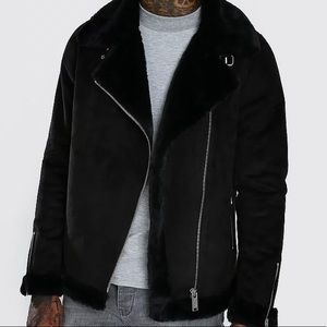 Faux Fur Lined Men’s Aviator Coat